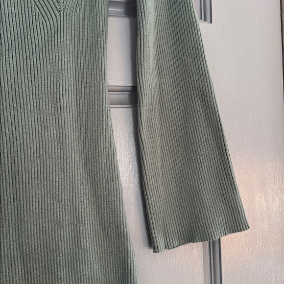 Knit Ribbed Sweater Dress In Sage - Picture 4 of 4